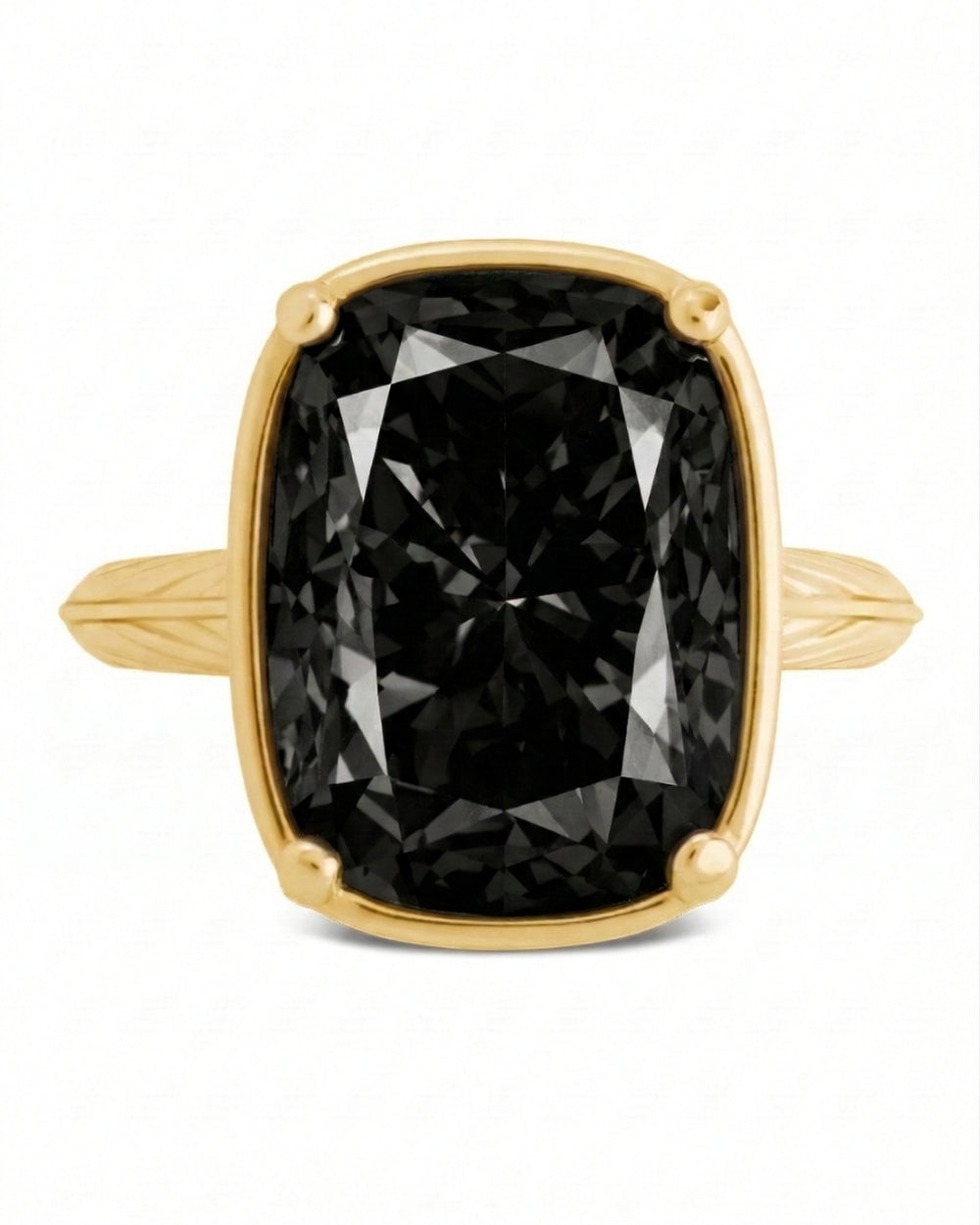 Sterling Silver Elongated Cushion Black CZ Cocktail Ring