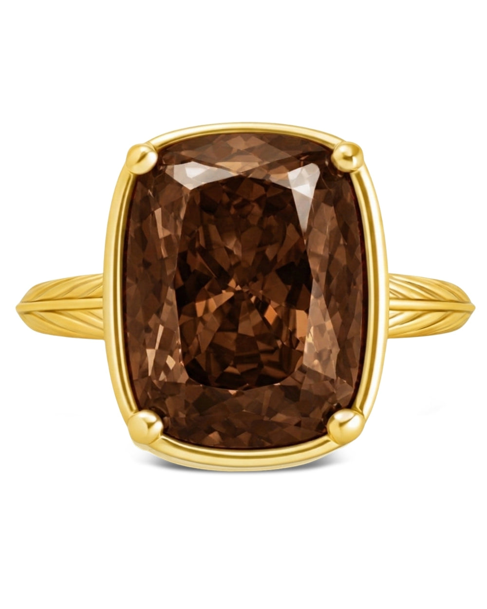 Sterling Silver Elongated Cushion Chocolate CZ Cocktail Ring