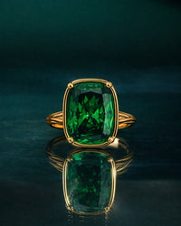 Sterling Silver Elongated Cushion Emerald CZ Cocktail Ring