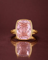 Sterling Silver Elongated Cushion Pink Sapphire CZ Cocktail Ring