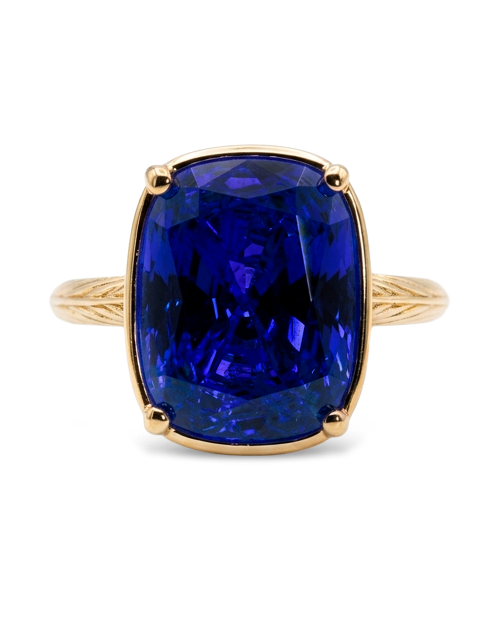 Sterling Silver Elongated Cushion Sapphire CZ Cocktail Ring