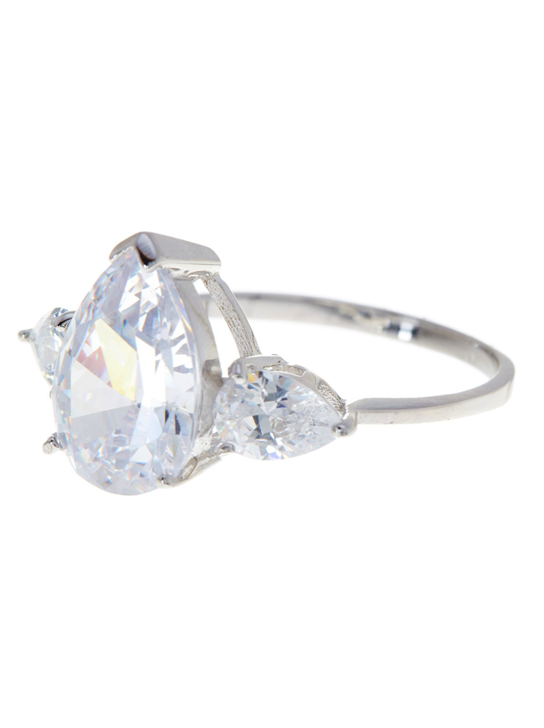 Sterling Silver Pear Cut CZ Diamond Ring - Sterling Forever
