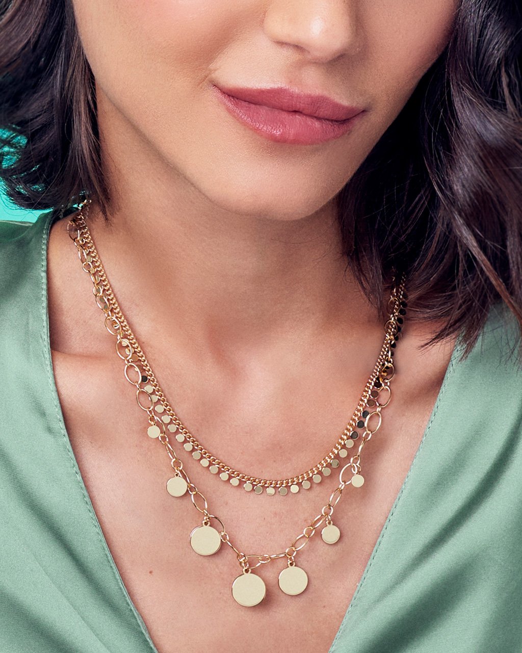 Disk Charm Layered Chain Necklace Necklace Sterling Forever 