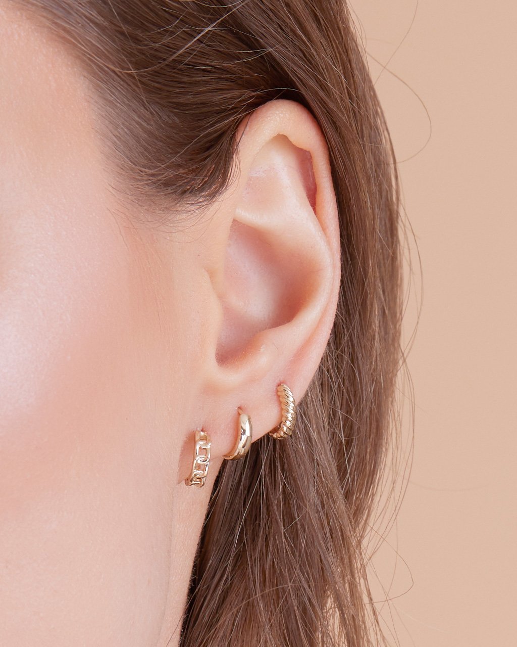 14K Gold Huggie Hoop Earrings Fine Earring SF Fine 