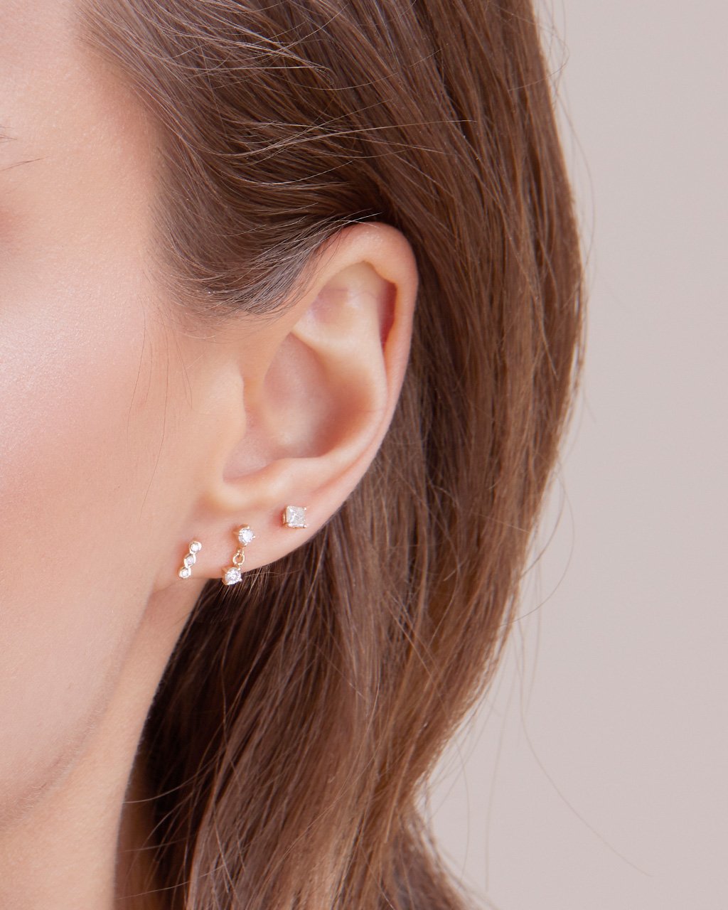 14K Gold Bezel Diamond Bar Stud Earrings Fine Earring SF Fine 