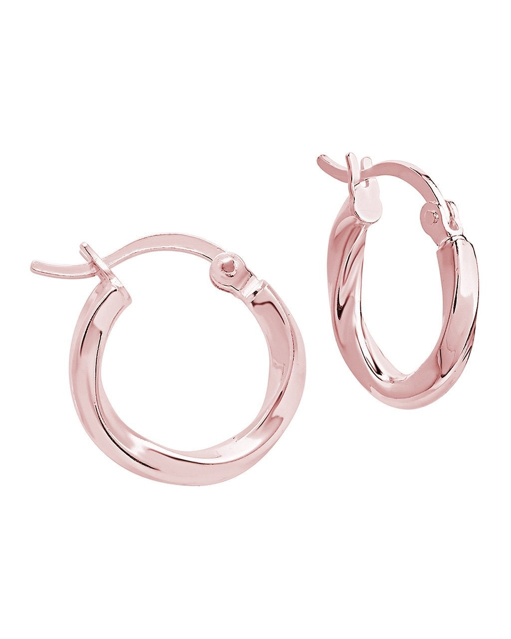 Dainty Sterling Silver Simple Twist Hoops Earring Sterling Forever Rose Gold 
