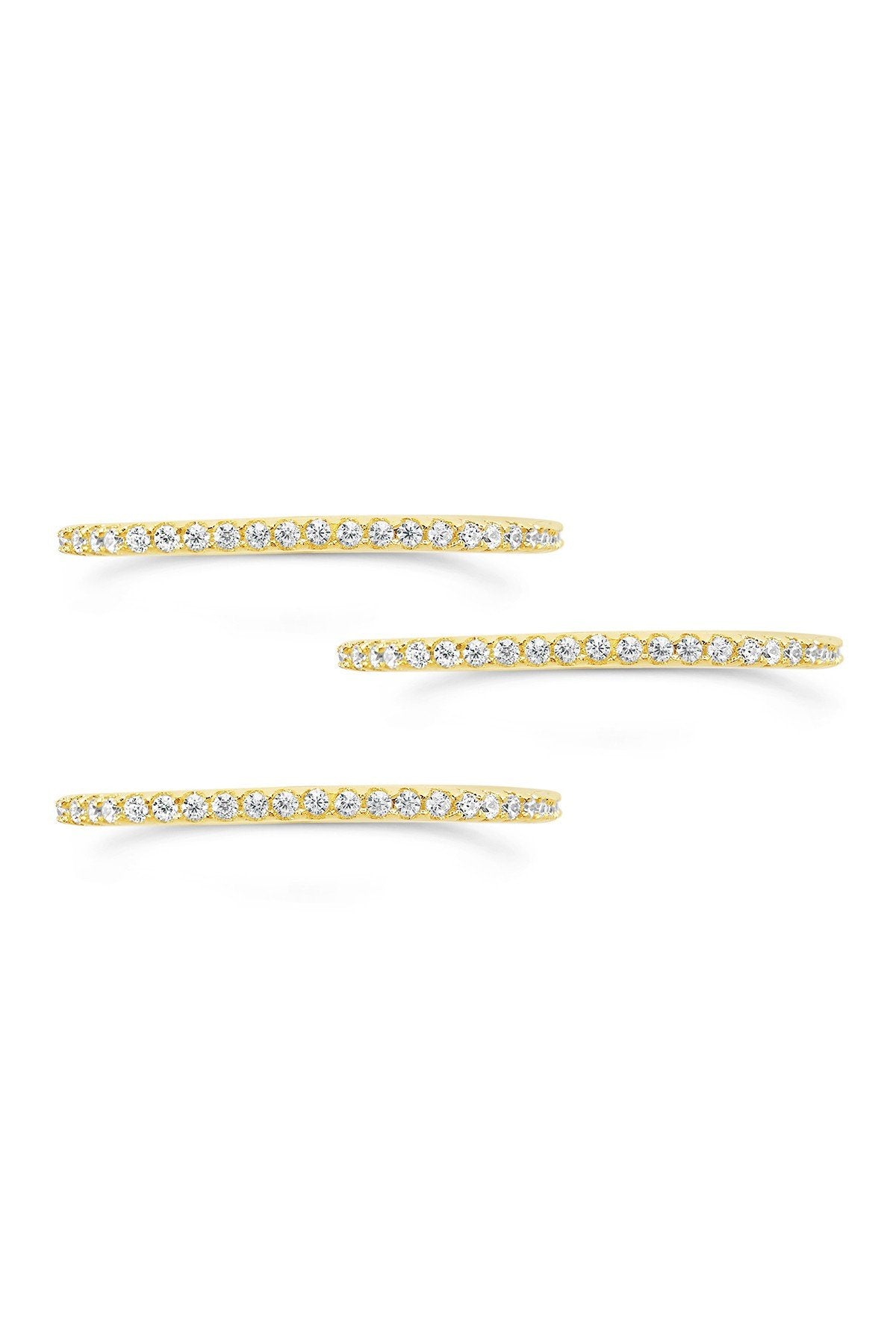 14K Gold Vermeil CZ Pave Squared Stackable Ring Set of 3 - Sterling Forever