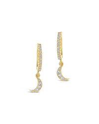 Sterling Silver CZ Crescent Micro Hoops - Sterling Forever