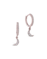 Sterling Silver CZ Crescent Micro Hoops - Sterling Forever