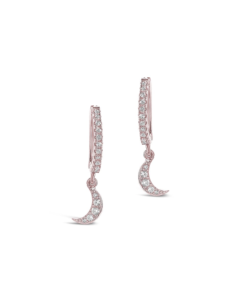 Sterling Silver CZ Crescent Micro Hoops - Sterling Forever