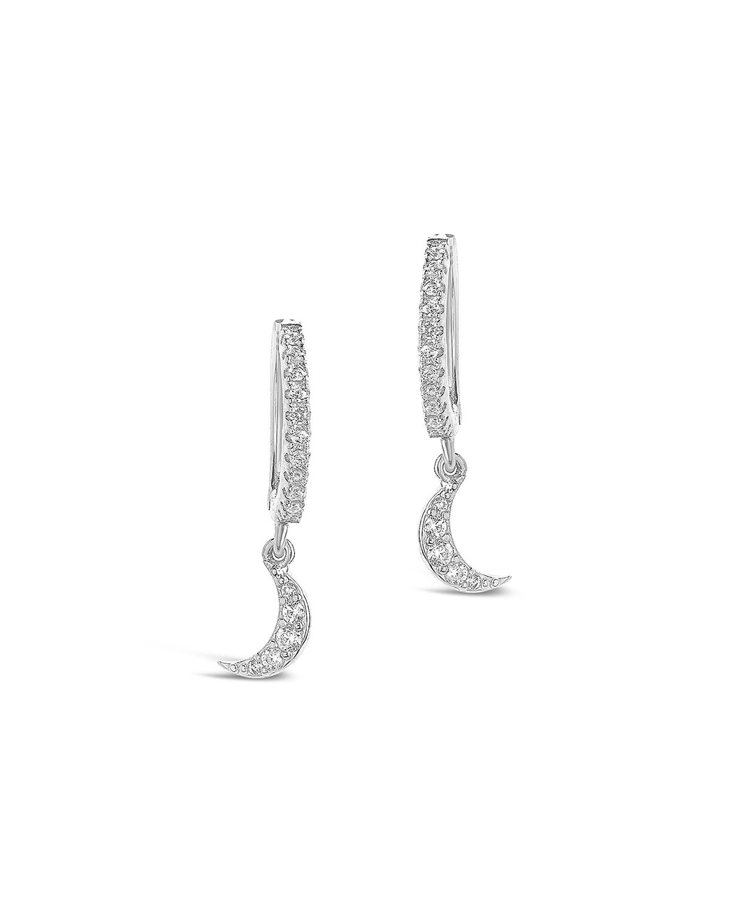 Sterling Silver CZ Crescent Micro Hoops - Sterling Forever