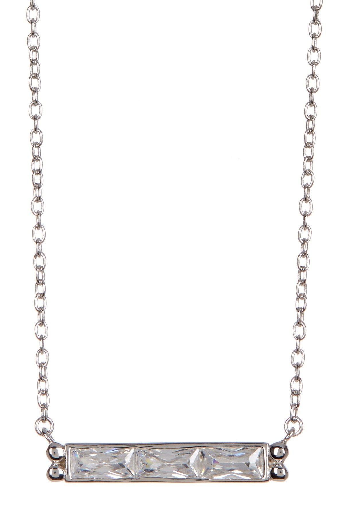 Sterling Silver CZ Bar Necklace - Sterling Forever
