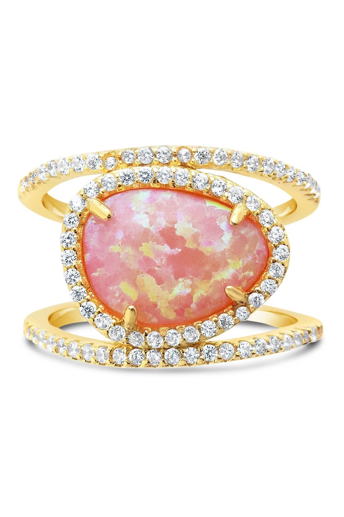 14K Gold Vermeil Created Opal Oval Gemstone Ring - Sterling Forever