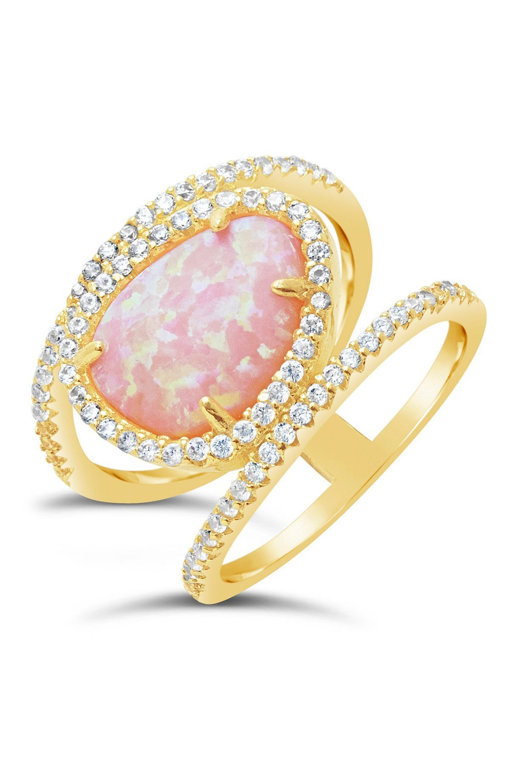 14K Gold Vermeil Created Opal Oval Gemstone Ring - Sterling Forever