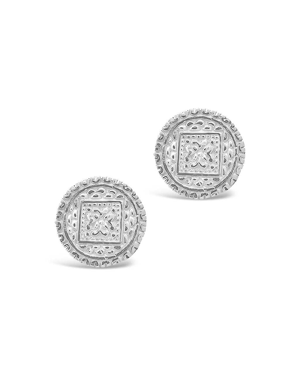 Sterling Silver Engraved Disk Studs - Sterling Forever