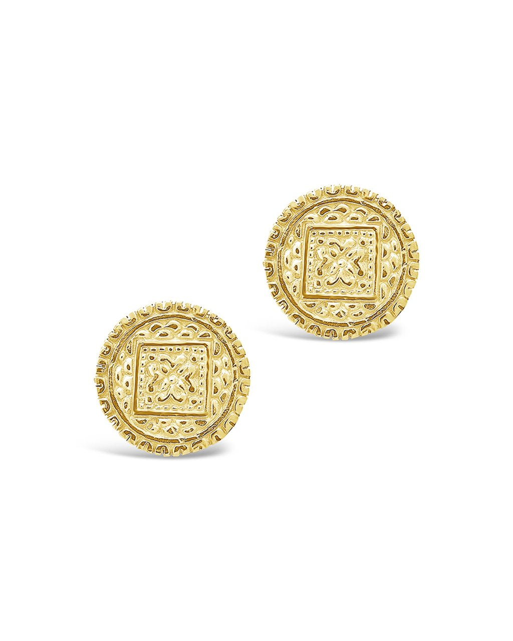 Sterling Silver Engraved Disk Studs - Sterling Forever