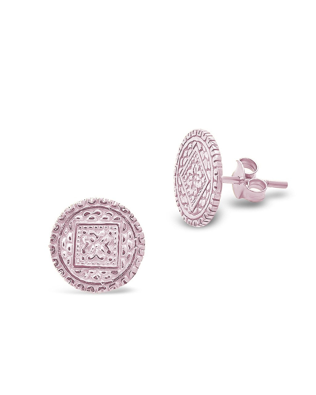 Sterling Silver Engraved Disk Studs - Sterling Forever