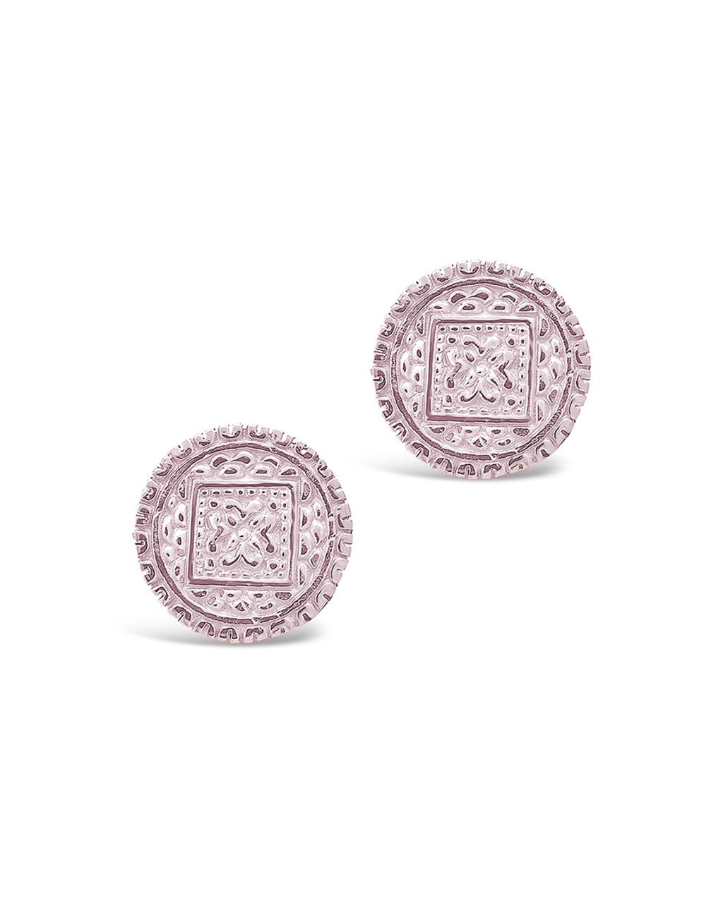 Sterling Silver Engraved Disk Studs - Sterling Forever