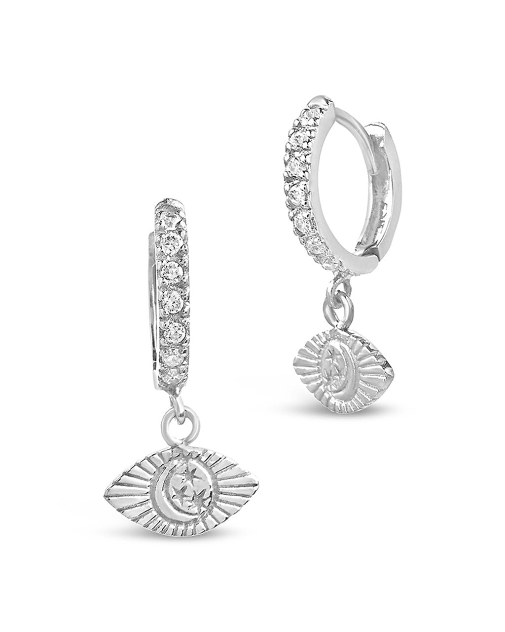 Sterling Silver Starry Nights Eye Micro Hoops - Sterling Forever