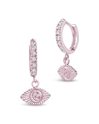 Sterling Silver Starry Nights Eye Micro Hoops - Sterling Forever