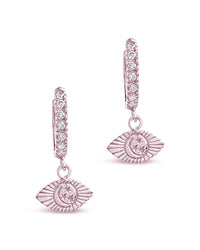 Sterling Silver Starry Nights Eye Micro Hoops - Sterling Forever