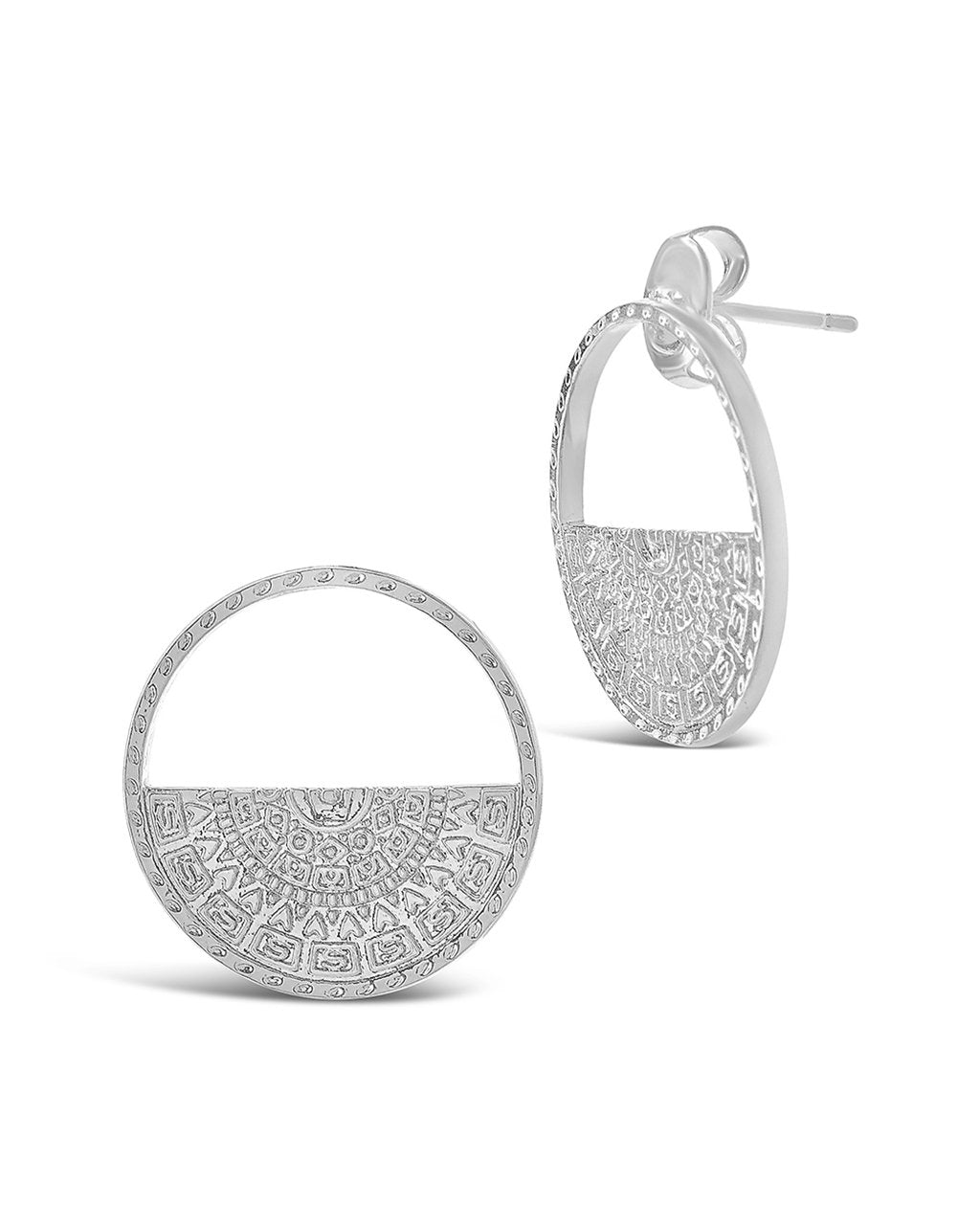 Medallion Half Circle Studs - Sterling Forever