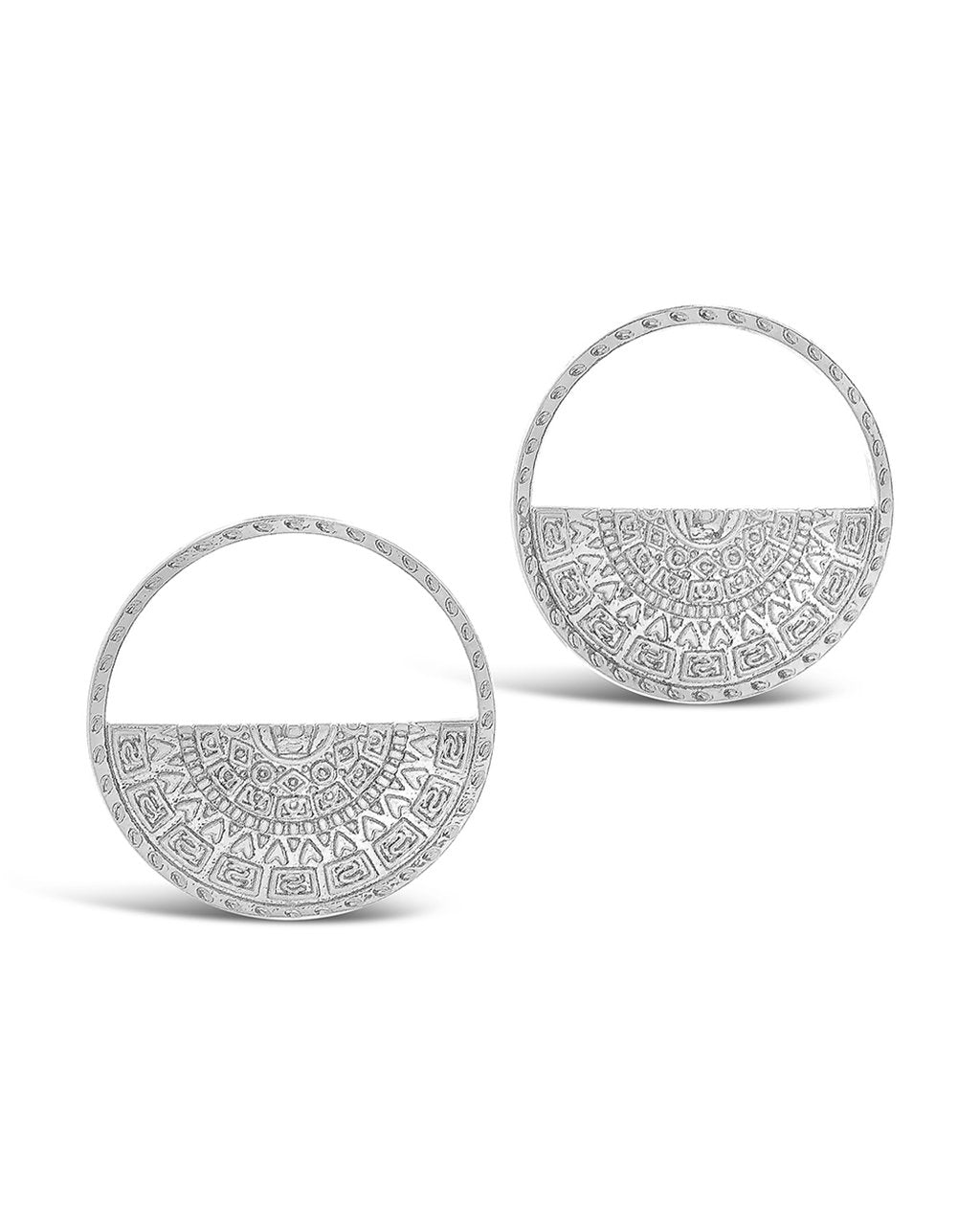 Medallion Half Circle Studs - Sterling Forever