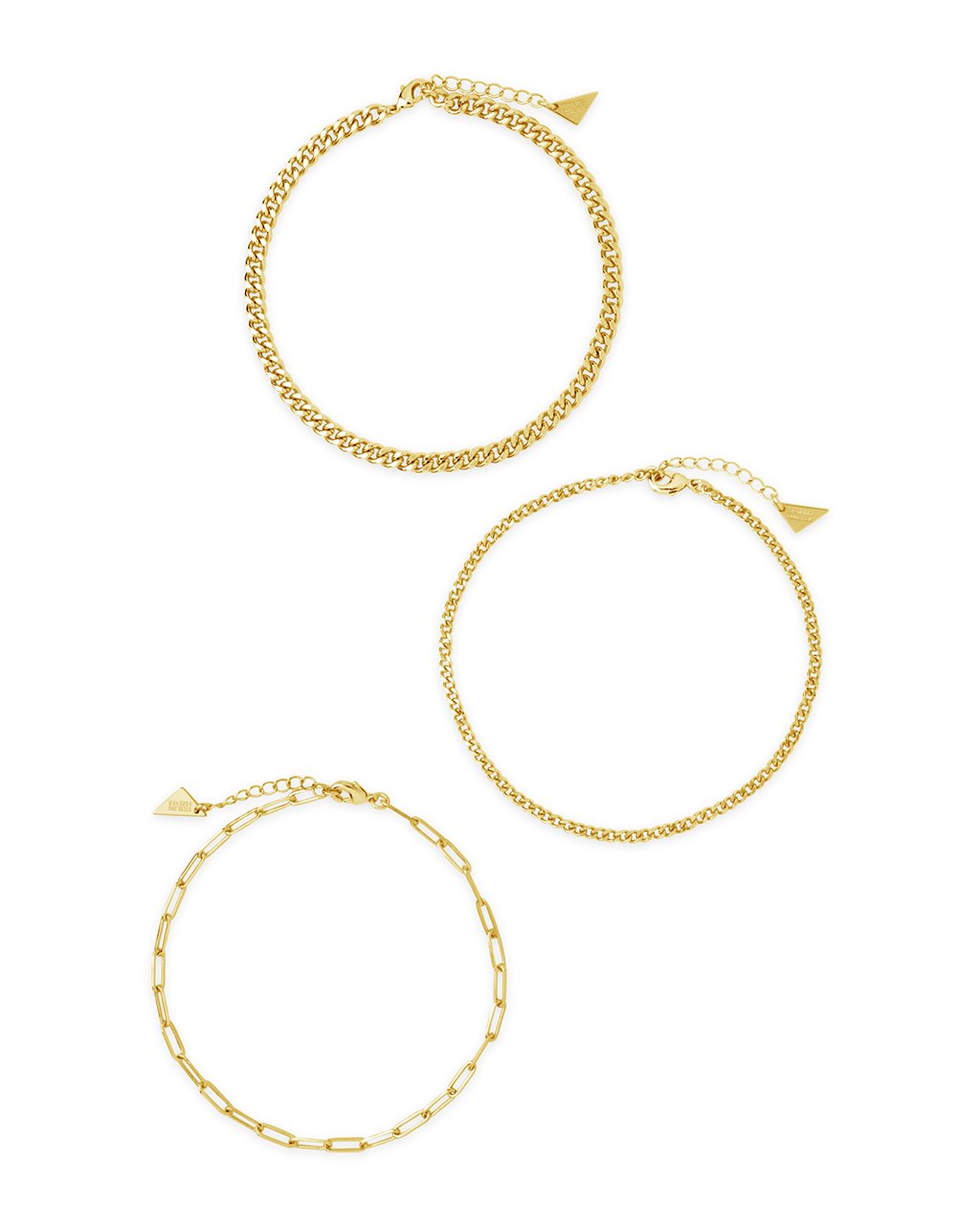 Three Row Chain Anklet Set Anklet Sterling Forever Gold 