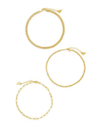 Three Row Chain Anklet Set Anklet Sterling Forever Gold 