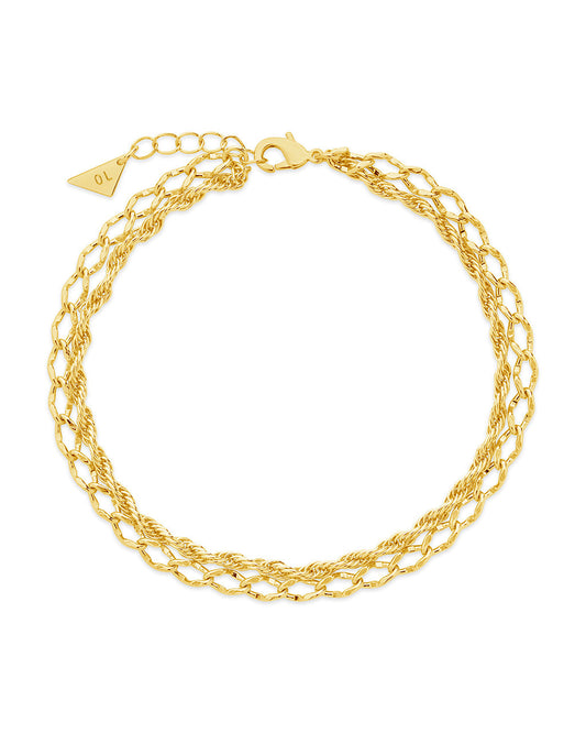 Tessa Layered Chain Anklet Anklet Sterling Forever Gold 