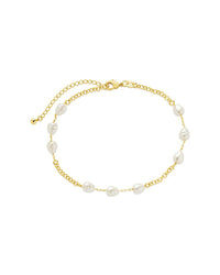 Allie Stationed Pearl Anklet - Sterling Forever