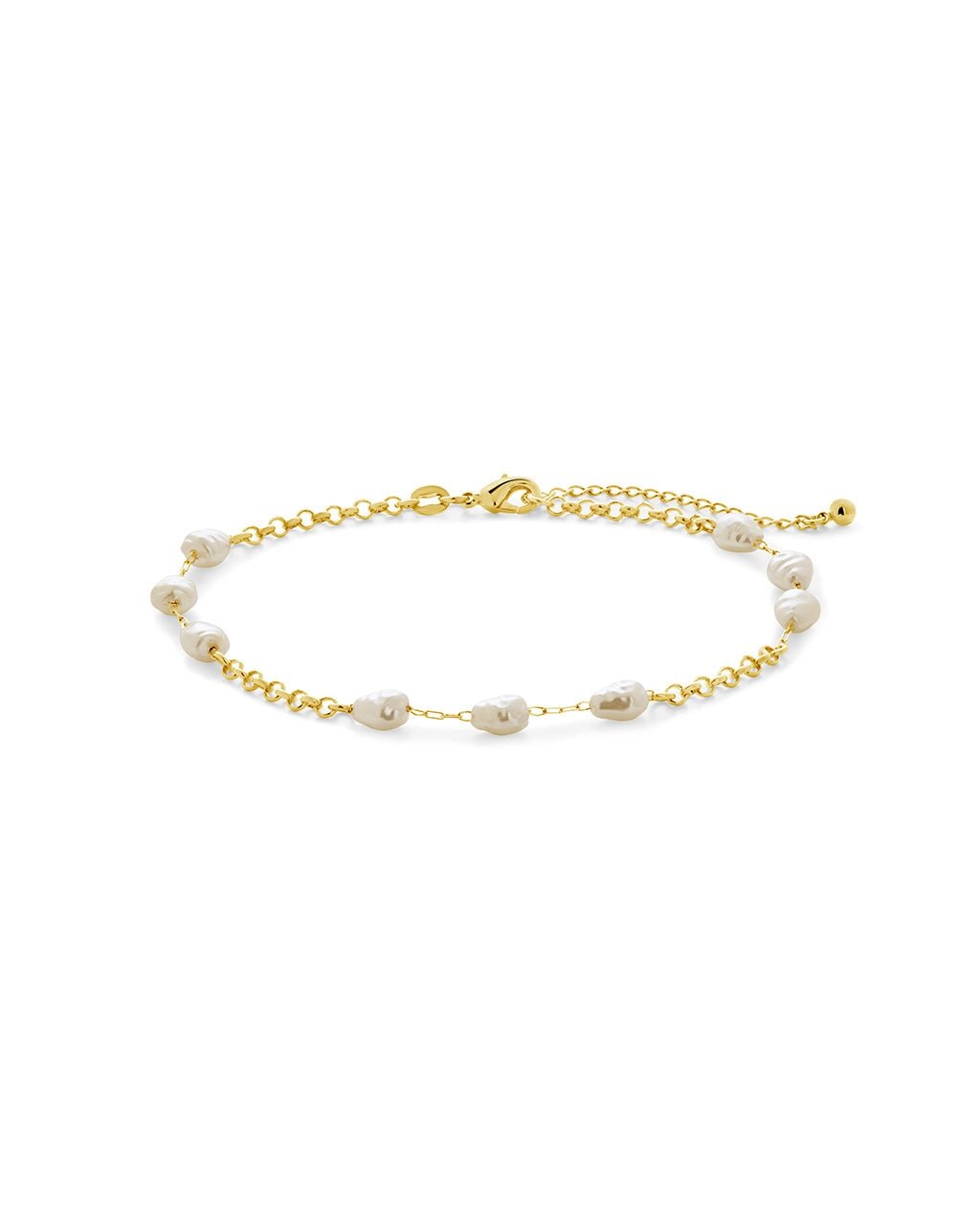 Allie Stationed Pearl Anklet - Sterling Forever