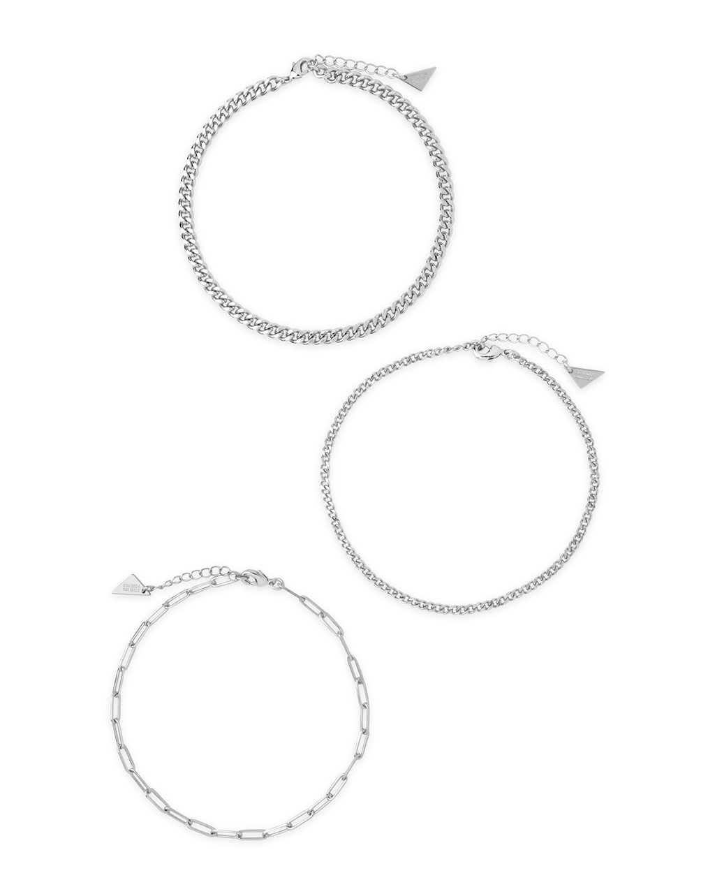 Three Row Chain Anklet Set Anklet Sterling Forever Silver 