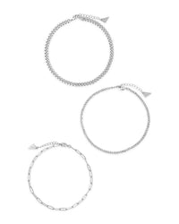 Three Row Chain Anklet Set Anklet Sterling Forever Silver 