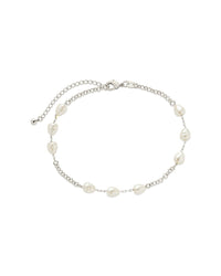 Allie Stationed Pearl Anklet - Sterling Forever