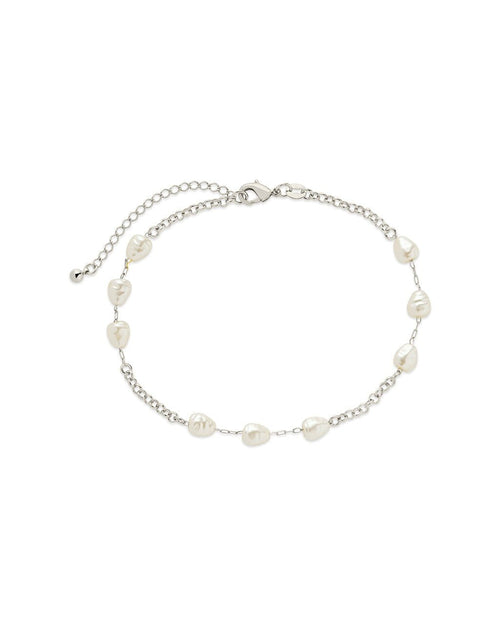 Allie Stationed Pearl Anklet - Sterling Forever