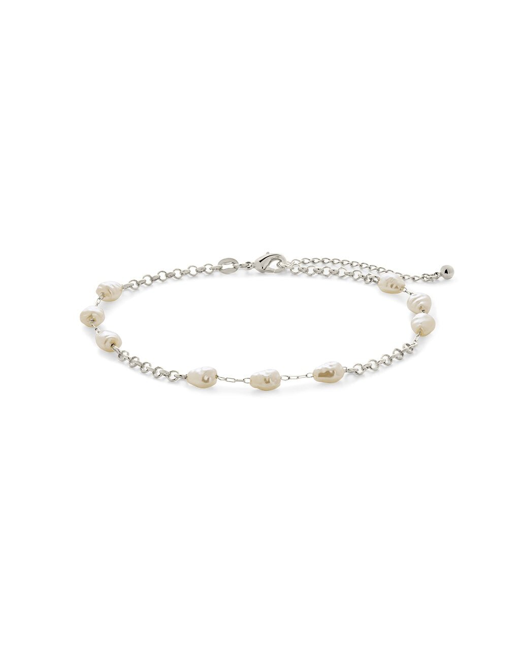 Allie Stationed Pearl Anklet - Sterling Forever