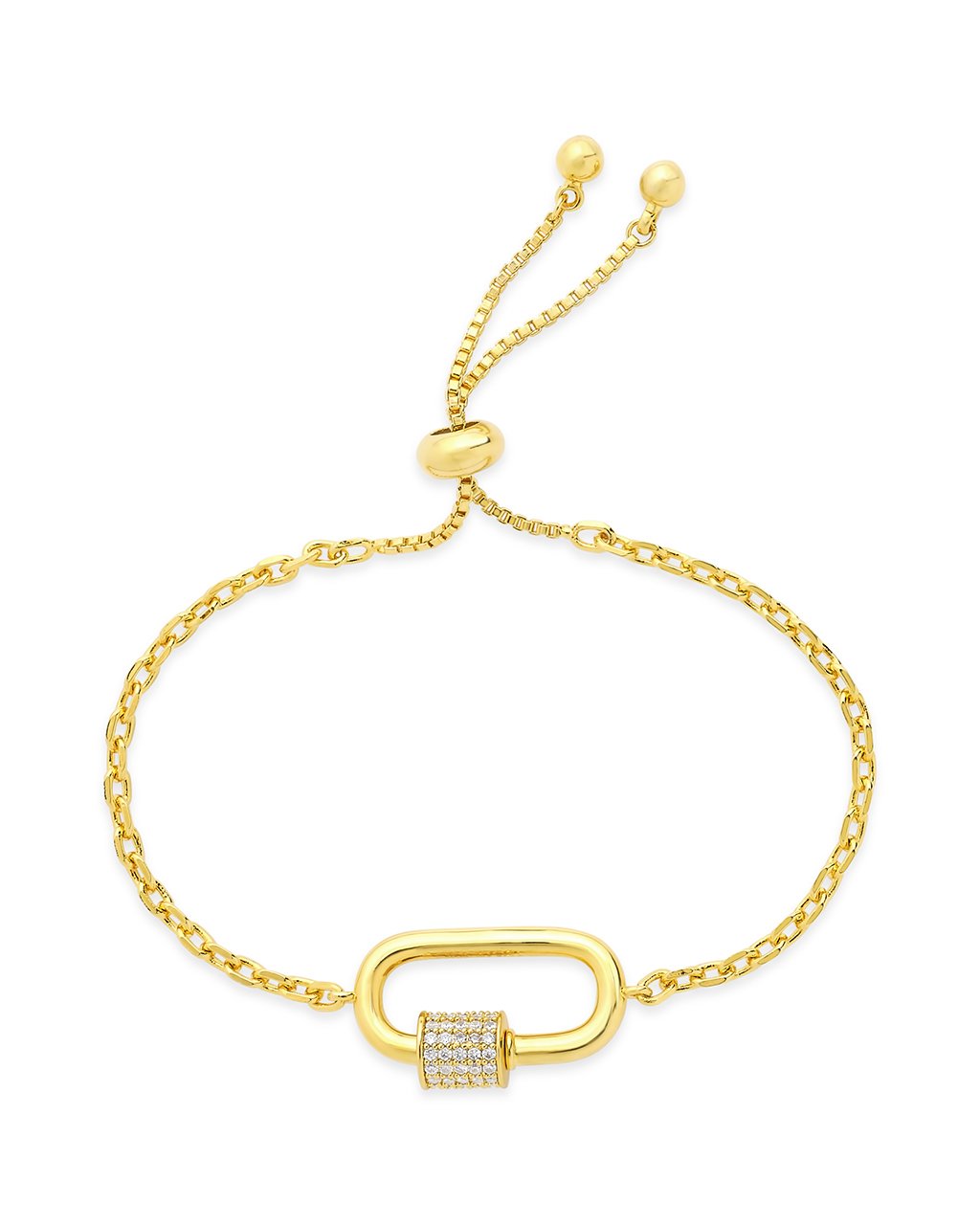 CZ Carabiner Bolo Bracelet Bracelet Sterling Forever Gold 