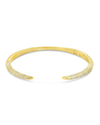CZ Open Spike Cuff Bracelet Sterling Forever Gold Large 