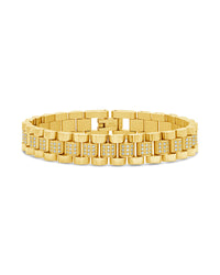 CZ Accent Watch Band Chain Bracelet Bracelet Sterling Forever Gold 