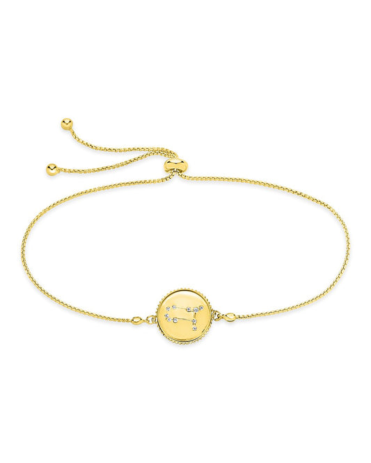 Sterling Silver Constellation Disk Bolo Bracelet Bracelet Sterling Forever Gold Gemini (May 21 - Jun 20) 