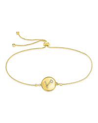 Sterling Silver Constellation Disk Bolo Bracelet Bracelet Sterling Forever Gold Pisces (Feb 19 - Mar 20) 