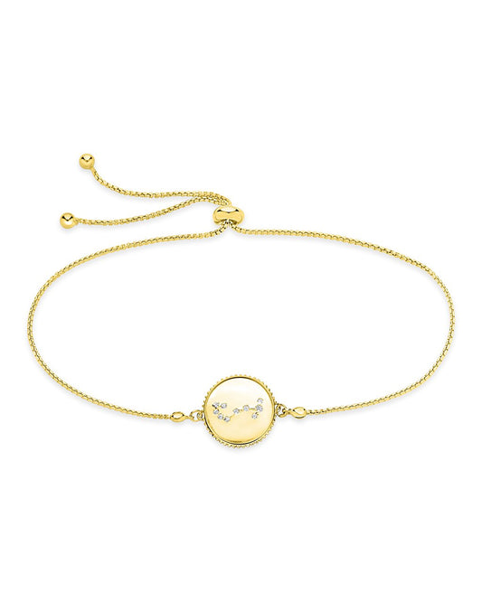 Sterling Silver Constellation Disk Bolo Bracelet Bracelet Sterling Forever Gold Scorpio (Oct 23 - Nov 21) 