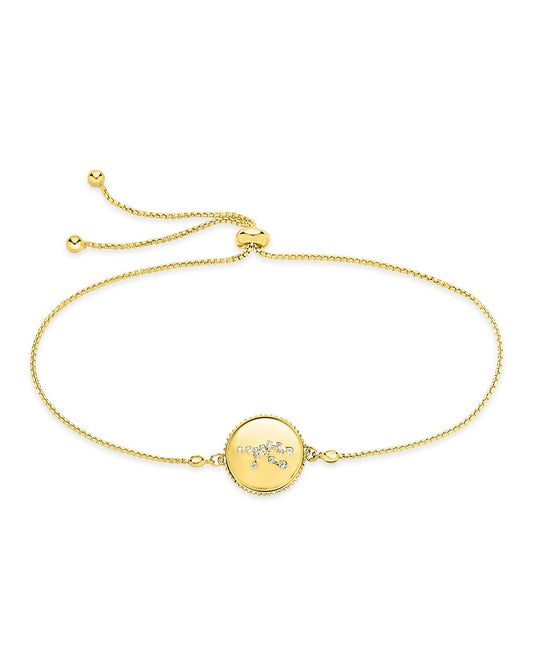 Sterling Silver Constellation Disk Bolo Bracelet Bracelet Sterling Forever Gold Virgo (Aug 23 - Sept 22) 