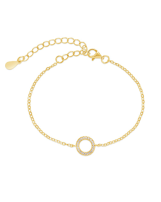 Sterling Silver CZ Open Circle Bracelet Bracelet Sterling Forever Gold 