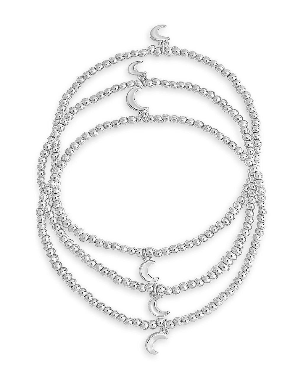 Crescent Stretch Bracelet Set of 3 Bracelet Sterling Forever Silver 