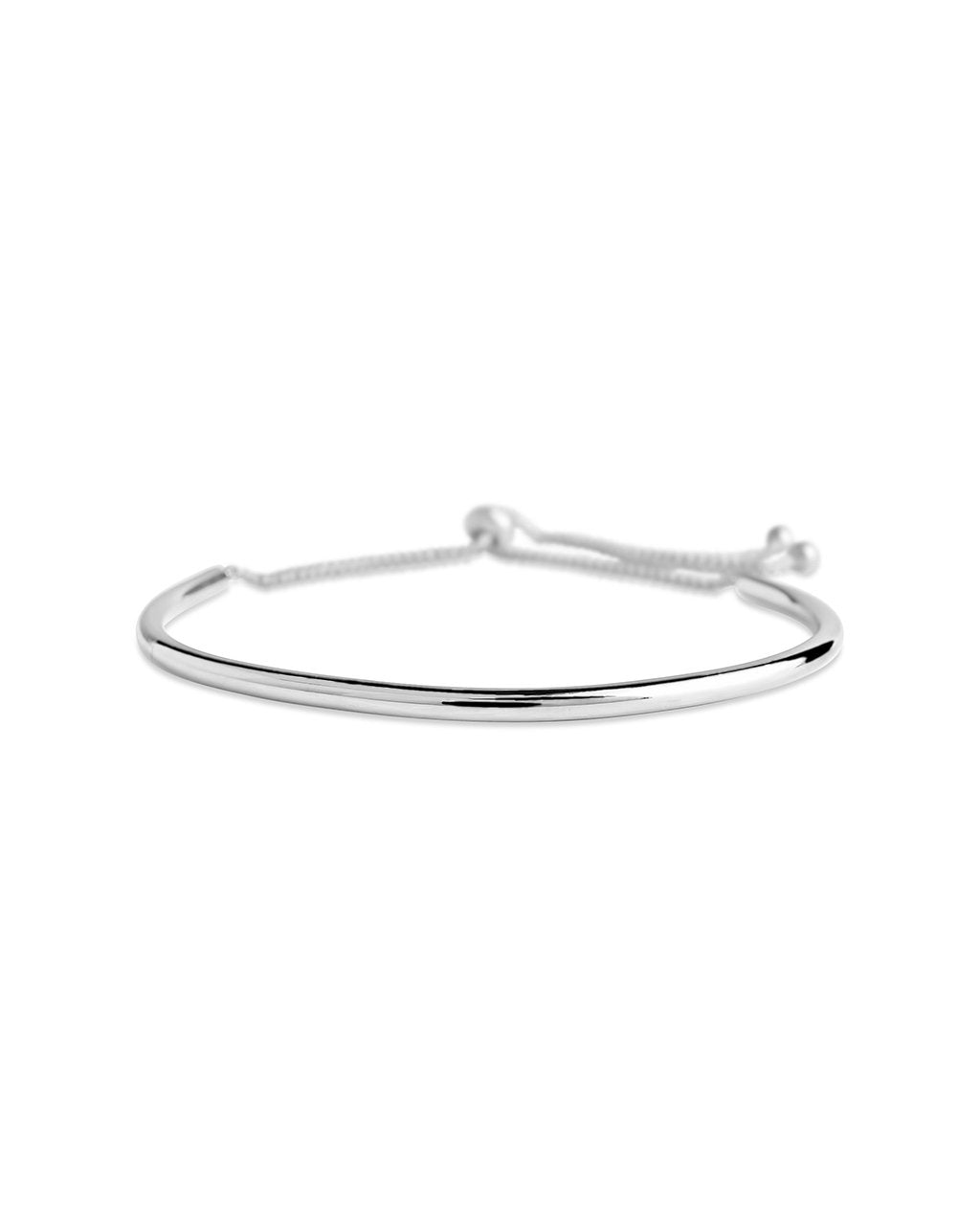 Polished Curved Bar Bolo Bracelet - Sterling Forever