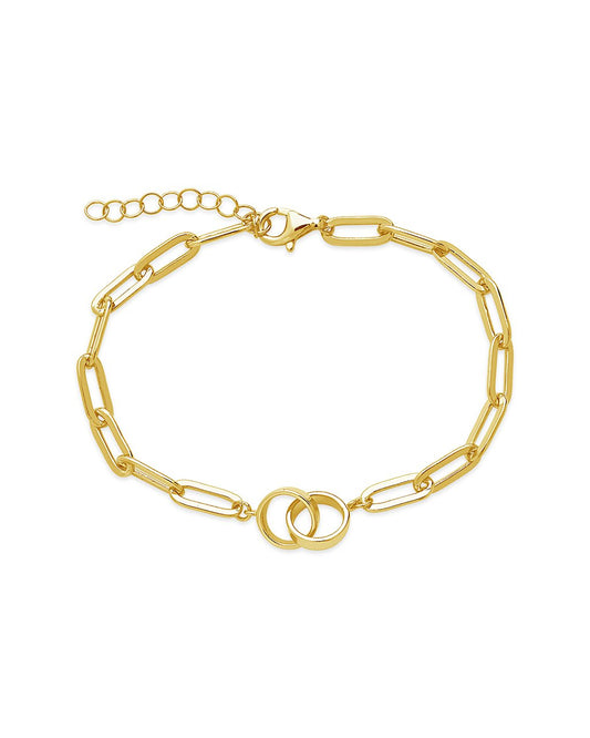 Sterling Silver Interlocking Circles Chain Link Bracelet Bracelet Sterling Forever Gold 