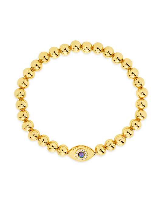 Davey Evil Eye Beaded Bracelet Bracelet Sterling Forever Gold Purple Opal 