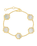 Rose Clover Station Bracelet Bracelet Sterling Forever Gold Mother of Pearl 